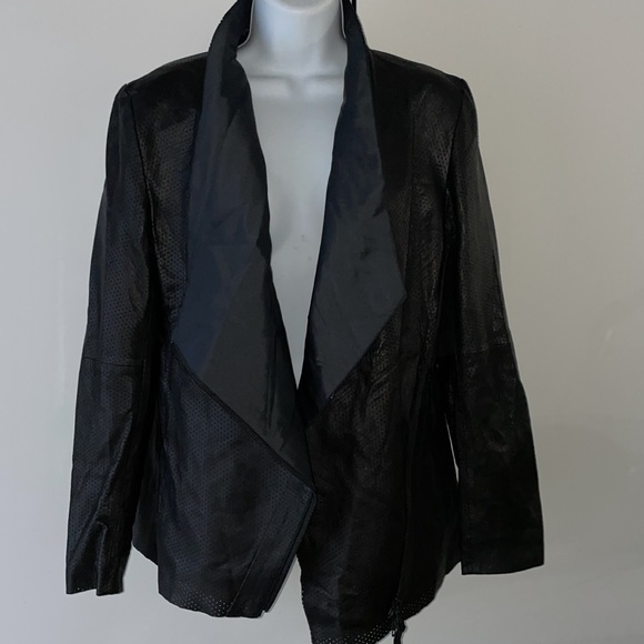Osken black perforated leAther jacket - Picture 6 of 10
